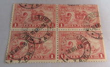 Load image into Gallery viewer, 1895 SOUTH AFRICA ONE PENNY STAMP BLOCK OF 4 STAMPS IN STAMP HOLDER
