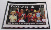 Load image into Gallery viewer, 1986 QUEEN ELIZABETH II 60TH BIRTHDAY TANZANIA STAMPS &amp; ALBUM SHEET
