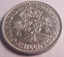 Load image into Gallery viewer, 1944 KING GEORGE VI EF+ .500 FLORIN TWO SHILLINGS WITH PROTECTIVE CLEAR FLIP
