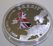Load image into Gallery viewer, BREXIT JUNE 23 2016 MEDALLION CU-NI SILVER PLATED WITH COLOUR BOXED OR UNBOXED
