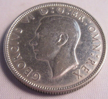 Load image into Gallery viewer, 1944 KING GEORGE VI EF+ .500 FLORIN TWO SHILLINGS WITH PROTECTIVE CLEAR FLIP
