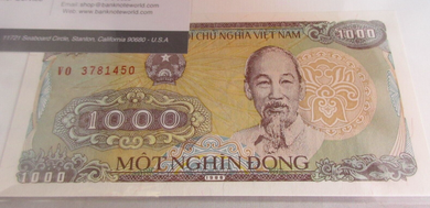 1988 VIET NAM 1000 DONG BANKNOTE WITH COA IN PROTECTIVE SEALED COVER