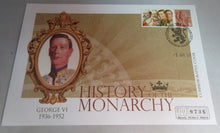 Load image into Gallery viewer, GEORGE VI REIGN 1936-52 COMMEMORATIVE COVER WITH INFORMATION CARD &amp; ALBUM SHEET
