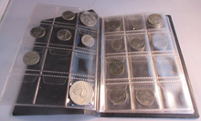 Load image into Gallery viewer, USA 5 5X DIME 7X 5 CENT 1X DOLLAR 1X QUARTER 5X NICKEL COINS IN SMALL COIN ALBUM

