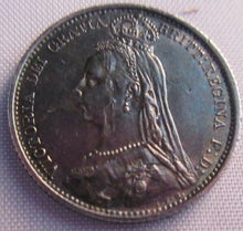 Load image into Gallery viewer, 1887 QUEEN VICTORIA JUBILEE HEAD SIXPENCE UNC BEAUTIFUL BLUE TONE IN CLEAR FLIP
