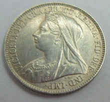 Load image into Gallery viewer, 1897 QUEEN VICTORIA VEILED HEAD 6d SIXPENCE IN CLEAR FLIP
