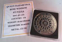 Load image into Gallery viewer, 2007 QEII ROSE WINDOW ST PAULS BUNC £5 FIVE POUND COIN QUAD CAPSULE &amp; COA
