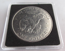 Load image into Gallery viewer, 1972 USA P THE EAGLE HAS LANDED EARTH SHOT ONE DOLLAR $1 COIN IN QUAD CAP &amp; COA
