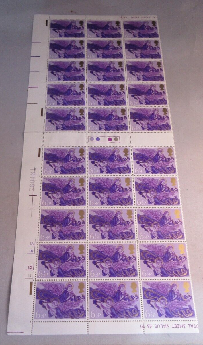 1975 ANGELS WITH HARP & LUTE 6 1/2P 30 X STAMPS MNH TRAFFIC LIGHTS &STAMP HOLDER