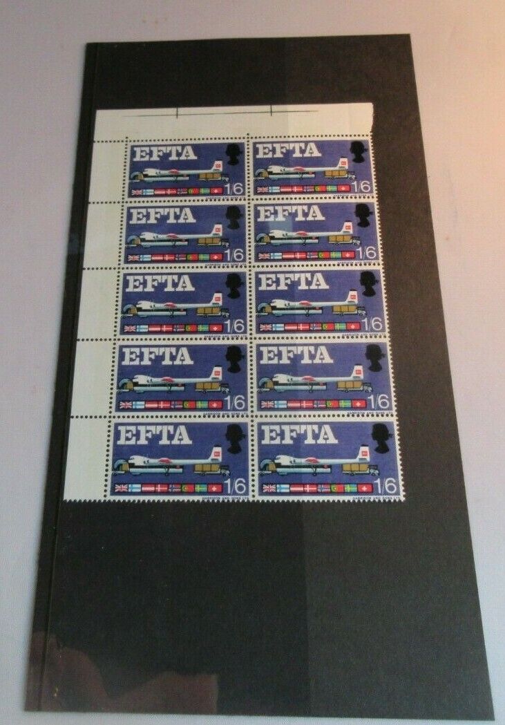 1967 EFTA AIR FREIGHT PRE DECIMAL 1/6 10 X STAMPS MNH