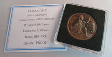 Load image into Gallery viewer, 1953 QUEEN ELIZABETH II PROOF BRONZE ONE PENNY COIN IN QUADRANT CAPSULE
