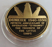 Load image into Gallery viewer, 1940-1990 50TH ANNIVERSARY OF OPERATION DYNAMO DUNKIRK GOLD PLATED BRONZE MEDAL
