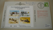 Load image into Gallery viewer, 1989 72nd ANNIVER FORMATION OF NO.72 SQUADRON G/C SHEEN SIGNED FLOWN STAMP COVER
