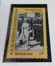 Load image into Gallery viewer, 1986 QUEEN ELIZABETH II 60TH BIRTHDAY SIERRA LEONE STAMPS &amp; ALBUM SHEET
