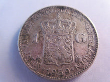 Load image into Gallery viewer, 1939 WILHELMINA KONINGIN DER NEDERLANDEN 1 GUILDER SILVER UNC COIN
