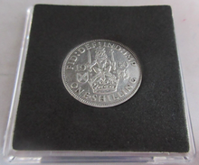 Load image into Gallery viewer, 1940 KING GEORGE VI BARE HEAD .500 SILVER SCOT ONE SHILLING COIN IN QUAD CAPSULE
