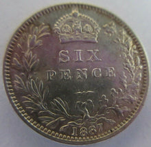 Load image into Gallery viewer, 1887 QUEEN VICTORIA JUBILEE HEAD 6d SIXPENCE BU IN PROTECTIVE CLEAR FLIP
