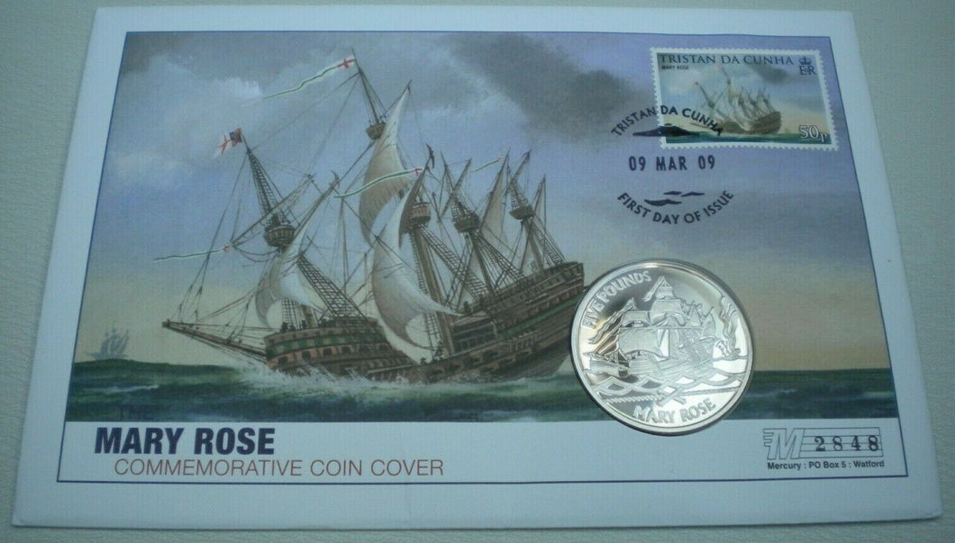 2009 MARY ROSE COMMEMORATIVE MINT PROOF BAILIWICK OF GUERNSEY £5 COIN COVER PNC