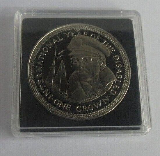 1981 Sir Francis Chichester Intl Year of the Disabled Prooflike 1 Crown IOM Coin