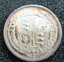 Load image into Gallery viewer, 1887 VICTORIA JUBILEE HEAD SHIELD IN GARTER 6d SIXPENCE COIN SPINK 3928 PROOF
