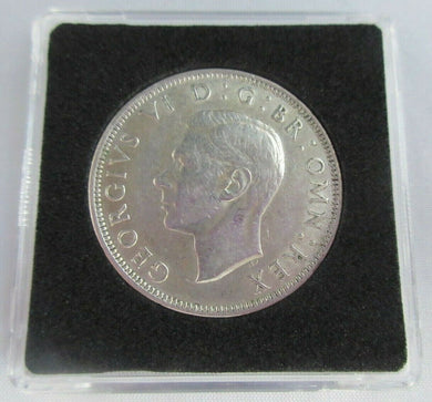 1945 GEORGE VI BARE HEAD COINAGE HALF 1/2 CROWN EF+ IN QUADRANT CAPSULE