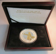 Load image into Gallery viewer, KING CANUTE THE GREAT 5oz SILVER COMMEMORATIVE ONLY 450 MINTAGE BOX /COA
