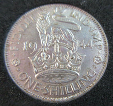 Load image into Gallery viewer, 1944 KING GEORGE VI BARE HEAD .500 SILVER ONE SHILLING COIN BUNC WITH CAPSULE
