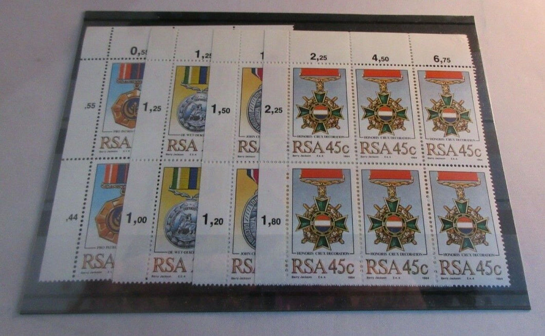 1984 RSA BARRY JACKSON MEDAL COLLECTION RSA 11C,25C, 30C & 45c STAMPS MNH