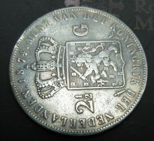 Load image into Gallery viewer, 1874 DUTCH 2 1/2 GUILDER WILLEM III SILVER COIN GOD Z Y MET S ON RIM
