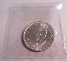 Load image into Gallery viewer, 1944 KING GEORGE VI BARE HEAD .500 SILVER UNC 6d SIXPENCE COIN IN CLEAR FLIP
