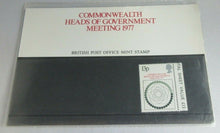 Load image into Gallery viewer, 1977 COMMONWEALTH HEADS OF GOVERNMENT MEETING MINT STAMPS PRESENTATION PACK
