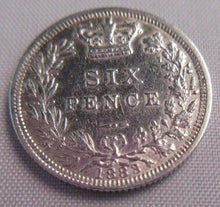 Load image into Gallery viewer, 1883 QUEEN VICTORIA YOUNG BUN HEAD 6d SIXPENCE EF+ IN PROTECTIVE CLEAR FLIP
