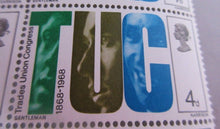 Load image into Gallery viewer, 1968 BRITISH TUC 4d BLOCK OF 10 STAMPS MNH WITH CLEAR FRONTED STAMP HOLDER
