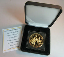 Load image into Gallery viewer, 2010 QUEEN ELIZABETH II A YEAR OF THREE KINGS GOLD PLATED CROWN COIN BOX &amp; COA
