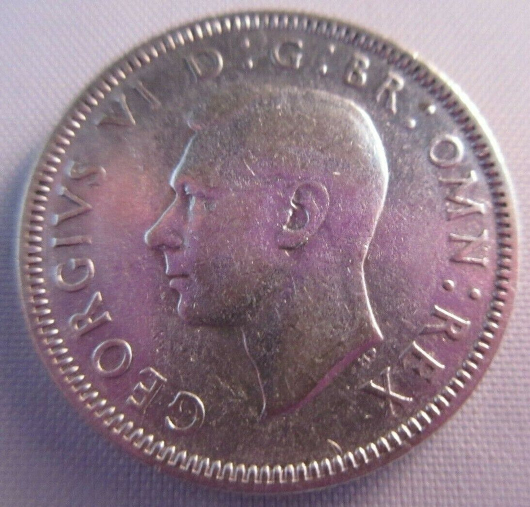 1938 KING GEORGE VI BARE HEAD .500 SILVER EF+ ONE SHILLING COIN & CLEAR FLIP E1