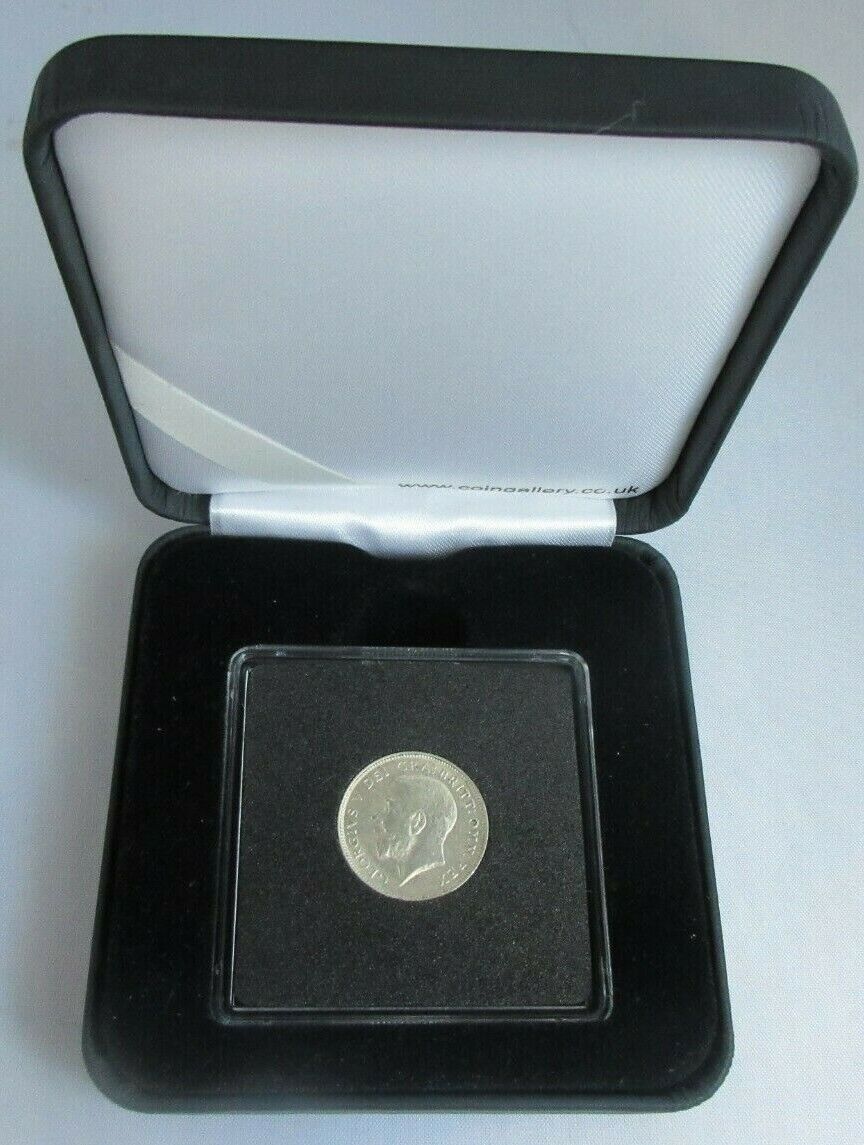 1921 KING GEORGE V SIXPENCE COIN UNC .925 SILVER COIN QUADRANT CAPSULE AND BOX