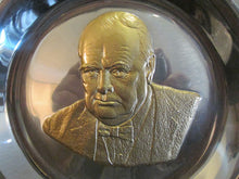 Load image into Gallery viewer, The Churchill Centenary Plate in Sterling Silver with Rolled gold Bust 324 grams
