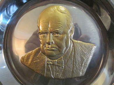 The Churchill Centenary Plate in Sterling Silver with Rolled gold Bust 324 grams