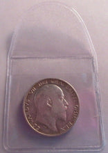 Load image into Gallery viewer, 1910 KING EDWARD VII BARE HEAD aEF .925 SILVER ONE SHILLING COIN IN CLEAR FLIP
