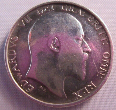 1902 KING EDWARD VII BARE HEAD VF .925 SILVER ONE SHILLING COIN IN CLEAR FLIP