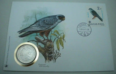 1988 OFFICIAL WWF  HUNGARY THE RED-FOOTED FALCON 50 FORIENT COVER PNC WITH COA