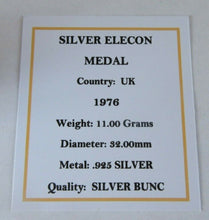 Load image into Gallery viewer, 1976 ELECON .925 STERLING SILVER BUNC MEDAL WITH BOX AND COA  - RARE MEDAL
