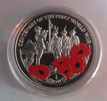 Load image into Gallery viewer, 2018 Last Post First World War Centenary Silver Proof Coloured Poppy Coin BoxCoa
