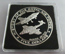 Load image into Gallery viewer, 2008 HISTORY OF THE RAF TORNADO &amp; GLOSTER METEOR S/PROOF $5 DOLLAR COIN BOX COA
