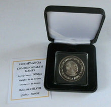 Load image into Gallery viewer, 1986 COMMONWEALTH GAMES TONGA SILVER PROOF 2 PAANGA COIN BOX &amp; COA
