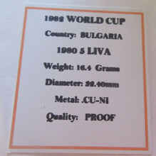 Load image into Gallery viewer, 1982 WORLD CUP BULGARIA 1980 PROOF 5 LEVA COIN BOX &amp; COA
