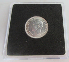 Load image into Gallery viewer, 1944 KING GEORGE VI BARE HEAD .500 SILVER BUNC 6d SIXPENCE COIN CAPSULE &amp; BOX
