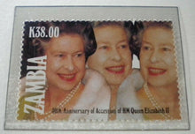 Load image into Gallery viewer, 1952-1992 QEII 40TH ANNIVERSARY OF THE ACCESSION - 5 X ZAMBIA MNH STAMPS/INFO
