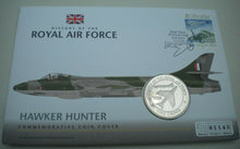 Load image into Gallery viewer, 2008 HAWKER HUNTER HISTORY OF THE ROYAL AIR FORCE PROOF 1 CROWN  COIN COVER PNC
