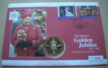 Load image into Gallery viewer, 1953-2003 THE QUEEN&#39;S GOLDEN JUBILEE, ASCENSION ISLANDS BUNC 50p CROWN COIN PNC
